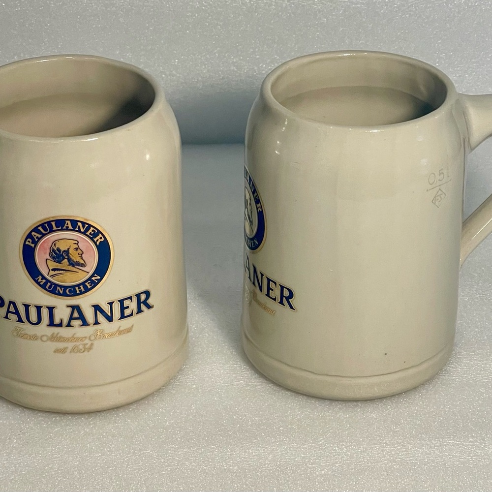 Set Of 2 Paulaner Muncher 500 Years Beer Mugs .5 Liter Germany 2016 Rare - Picture 2 of 8